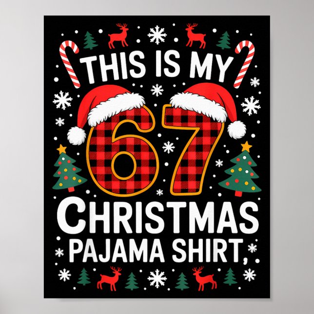 Poster 67 Christmas Pajama Shirt Funny Six Seven Meme Bra (Devant)