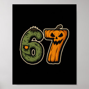 Poster 67 Citrouille Zombie Six Sept Meme Halloween 
