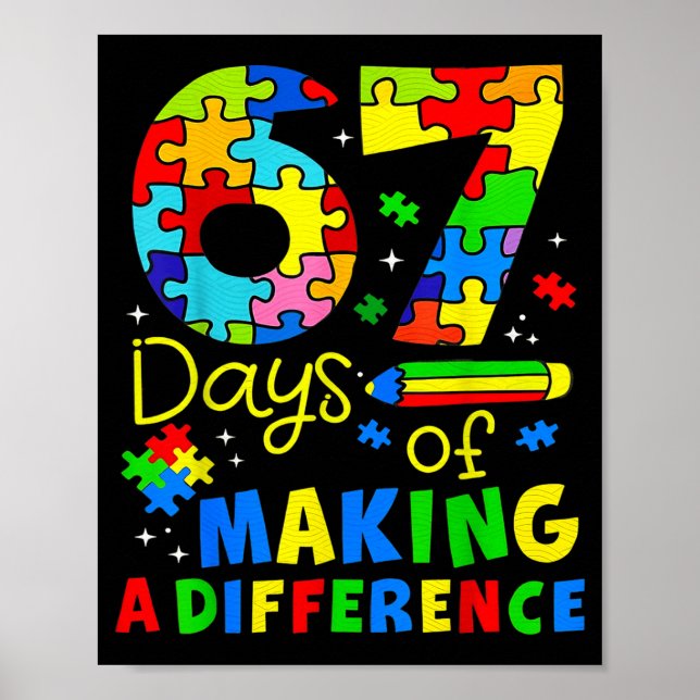 Poster 67 Days Of Making A Difference Funny Teacher Stude (Devant)