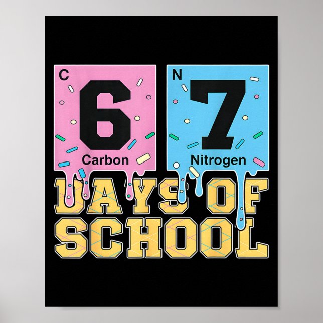 Poster 67 Days Of School Funny 6 7 Teacher Science Period (Devant)