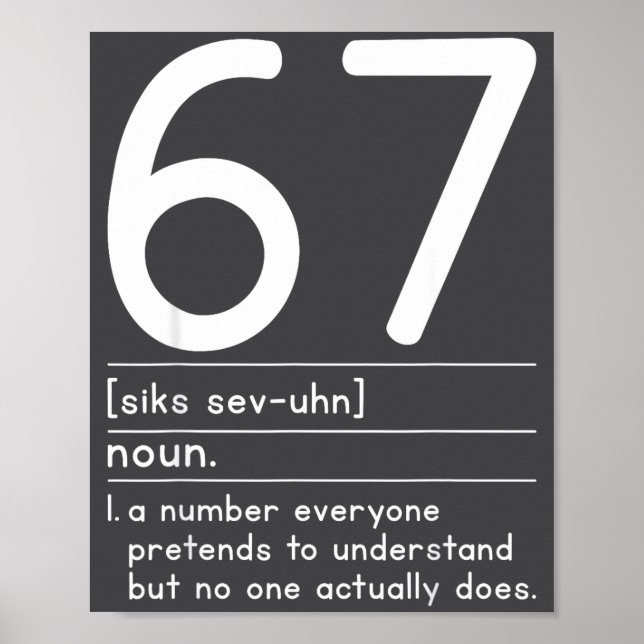 Poster 67 Definition The Meaning Of 67 Meme Funny Six Sev (Devant)
