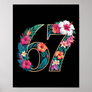 Poster 67 Fleur Florale Gén 67e Anniversaire Numéro 67 