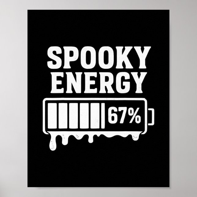 Poster 67 Halloween Spooky Energy Brainrot Meme Six Seven (Devant)