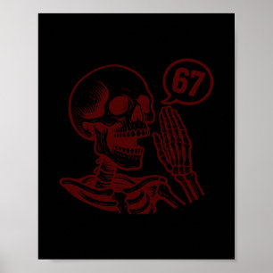 Poster 67 Halloween Squelette Six Sept Mème Brainrot Drôl