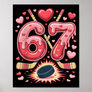 Poster 67 Hockey Cœur Design de la Saint-Valentin Cute Ho