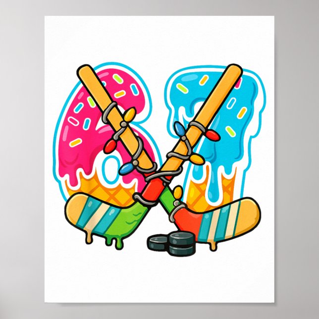 Poster 67 Ice Cream Drip Hockey Christmas Light  (Devant)