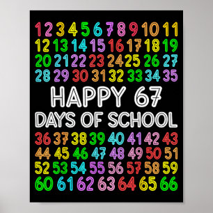 Poster 67 Jours D'école Enseignant Enfants Garçon 67 Math