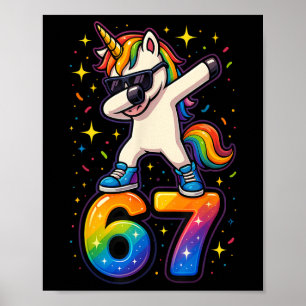 Poster 67 Licorne Dabbing Six Sept Mème Drôle _1 