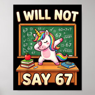 Poster 67 licorne pour filles six sept mème brainrot drôl
