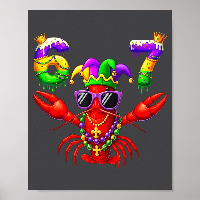 Poster 67 Mardi Gras Crawfish Beads Six Seven Carnival Bo (Devant)