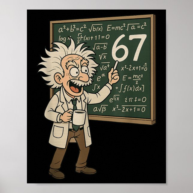 Poster 67 Math Meme Funny Professor Genius Chalkboard  (Devant)
