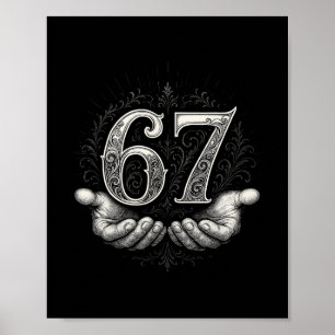 Poster 67 Meme 6 7 Six Seven Mains Drôle Slang Gen Alpha