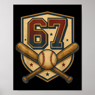 Poster 67 Mème de baseball vintage Srts Crest drôle rétro