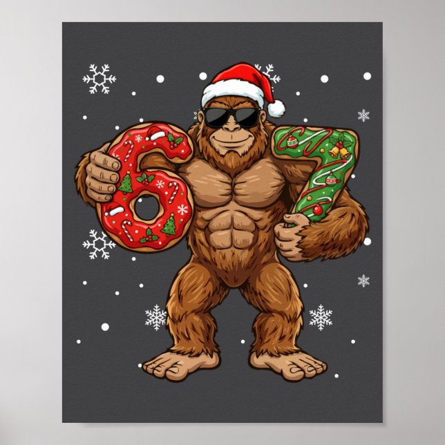 Poster 67 Meme Funny Big Foot Six Seven Christmas Xmas Sa (Devant)