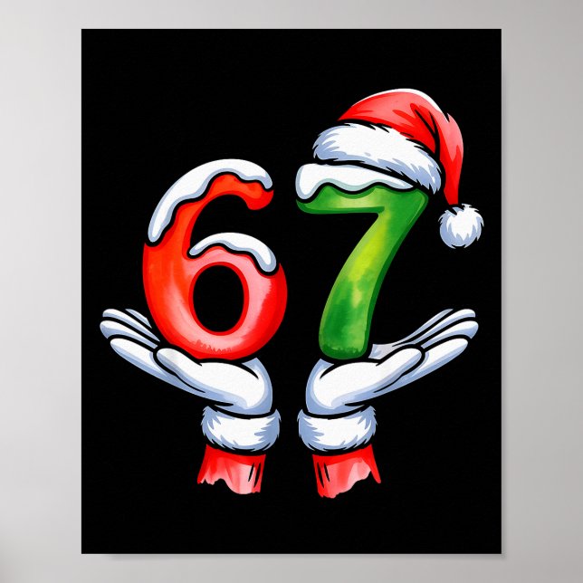 Poster 67 Meme Santa Claus Hand Funny Six Seven Christmas (Devant)