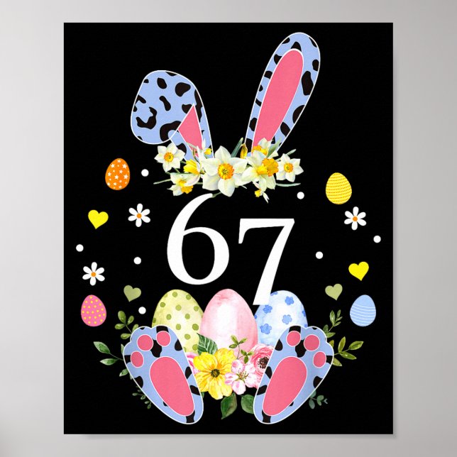 Poster 67 Meme Six Seven 6 7 Bunny Leopard Kids Funny Eas (Devant)