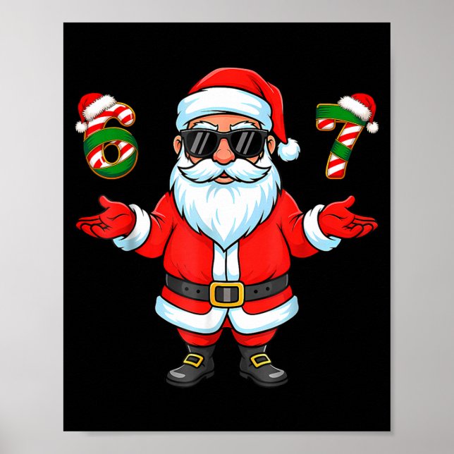 Poster 67 Meme Six Seven 6 7 Funny Santa Matching Xmas 67 (Devant)