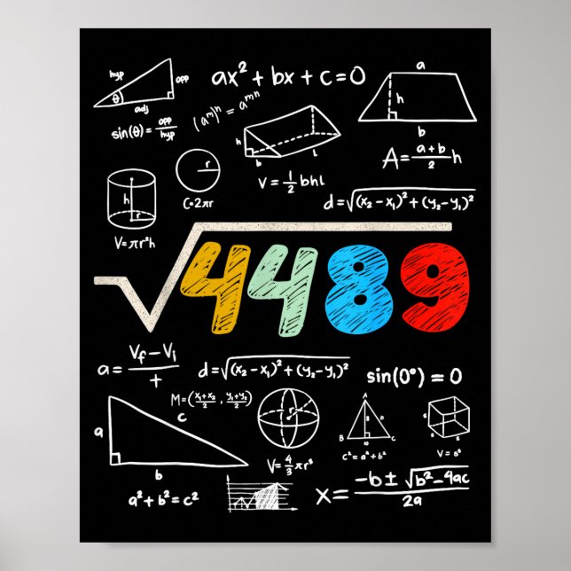 Poster 67 Meme Square Root 4489 Do The Math Funny Birthda (Devant)