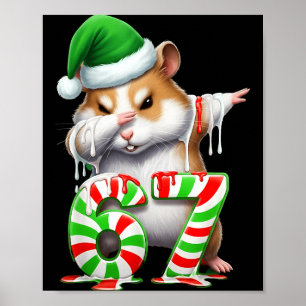 Poster 67 Noël Drôle 67 Brainrot Jeunesse Enfants Hamster