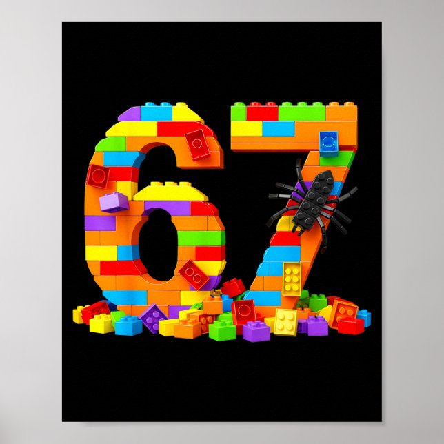 Poster 67 Number Meme Six Seven 6 7 Building Blocks Gen A (Devant)