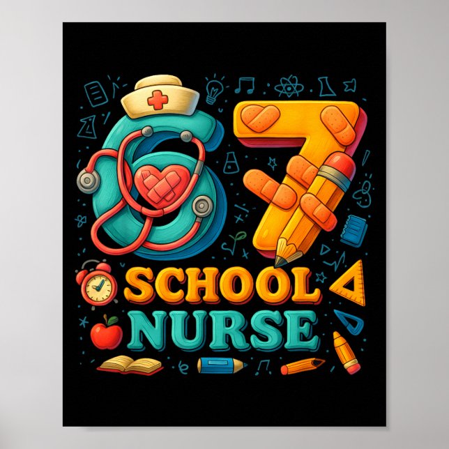 Poster 67 Nurse Days Funny Medical Back To School  (Devant)