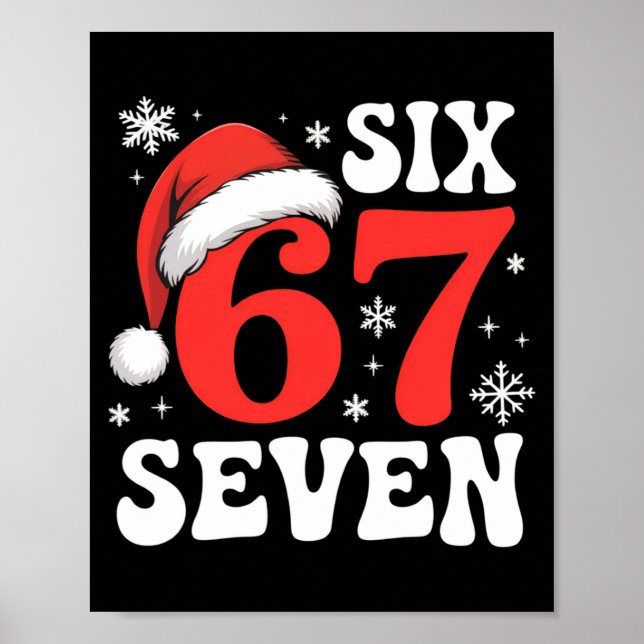Poster 67 Santa Hat Christmas Six Seven Funny Sayings  (Devant)