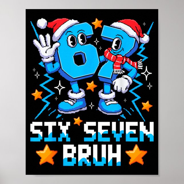 Poster 67 Six Seven Christmas Bruh Funny Italian Brainrot (Devant)