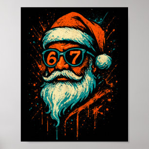 Poster 67 visage de Noël Santa 6 7 Meme Six Sept Teen Bo