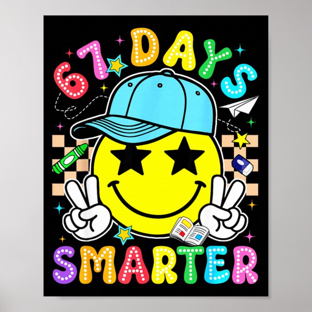 Poster 67th Day Of School 67 Days Smarter Teacher Boy Gir (Devant)