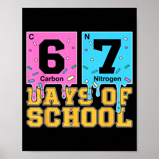 Poster 67th Day Of School Kids Funny Meme Six Seven Perio (Devant)
