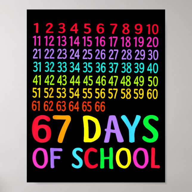 Poster 67th Day Of School Teacher Kids 67 Math Numbers 10 (Devant)