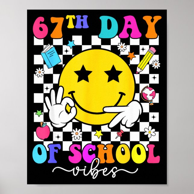 Poster 67th Day Of School Vibes 67 Meme Cute Smile Face T (Devant)