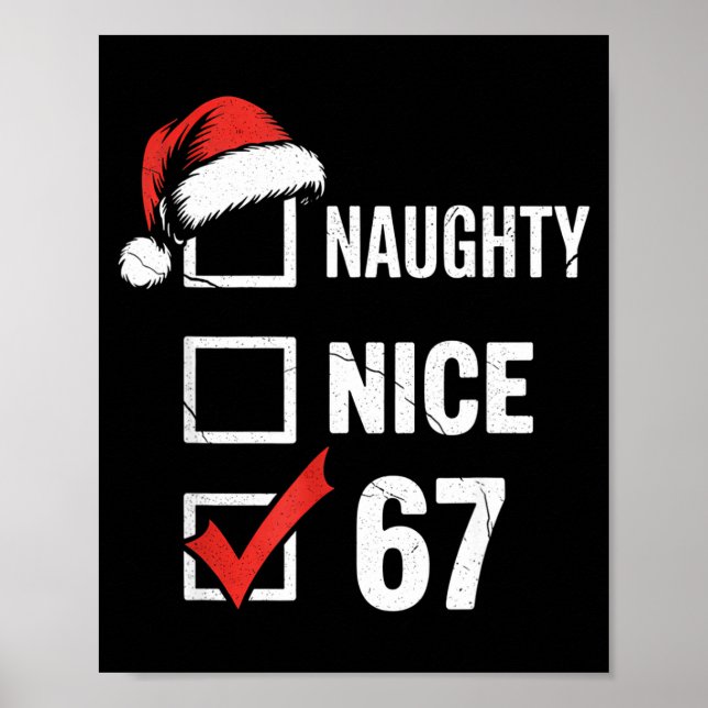 Poster 6-7 Meme Christmas Naughty Nice 67 Six Seven Funny (Devant)