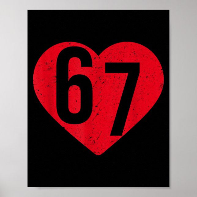 Poster 6 7 Meme Heart Gen Alpha Six Seven 67 Valentines B (Devant)