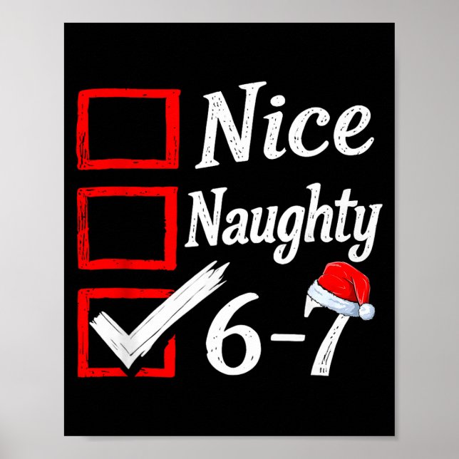 Poster 6-7 Meme Nice Naughty 67 Christmas Brain Rot Funny (Devant)