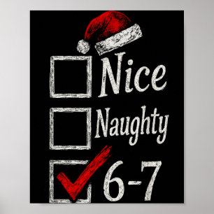 Poster 6-7 Meme Nice Naughty 67 Noël Brain Rot Drôle