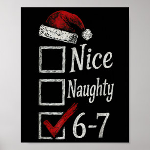 Poster 6-7 Mème Nice Naughty 67 Noël Brain Rot Drôle
