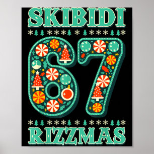 Poster 6 7 Noël Skibidi Rizzmas 67 Mème Gen Alpha Sl