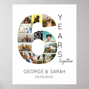 Poster 6 ans Ensemble Photo Collage Anniversaire Mariage