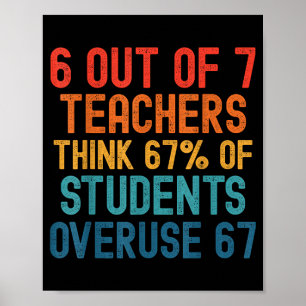 Poster 6 Enseignants sur 7 Six Seven Meme Étudiants Surut