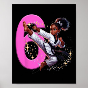 Poster 6e anniversaire Black Girl Martial Arts Party Taek