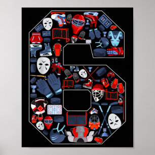 Poster 6e anniversaire de hockey sur glace Thème 6 ans Bo