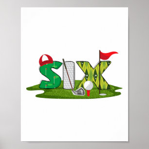 Poster 6e Anniversaire Golf Thème 6 ans Enfants Sport Par