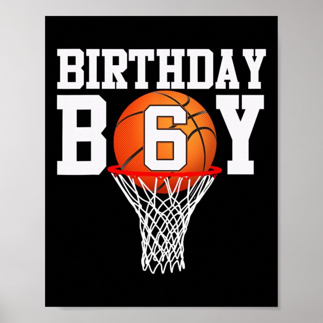 Poster 6e anniversaire Sport 6 ans Basketball 6 garçons K (Devant)