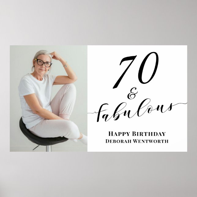 Poster 70 and Fabulous Seventy Birthday Photo Script  (Devant)