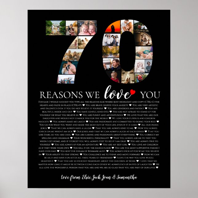 Poster 70 ans anniversaire de naissance, 70 raisons pour  (Devant)