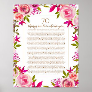 Poster 70 choses que nous aimons à propos de vous rose ro