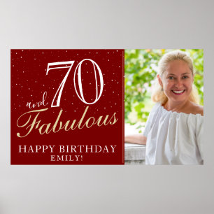 Poster 70 et fabuleux Elegant Red 70th Birthday Photo