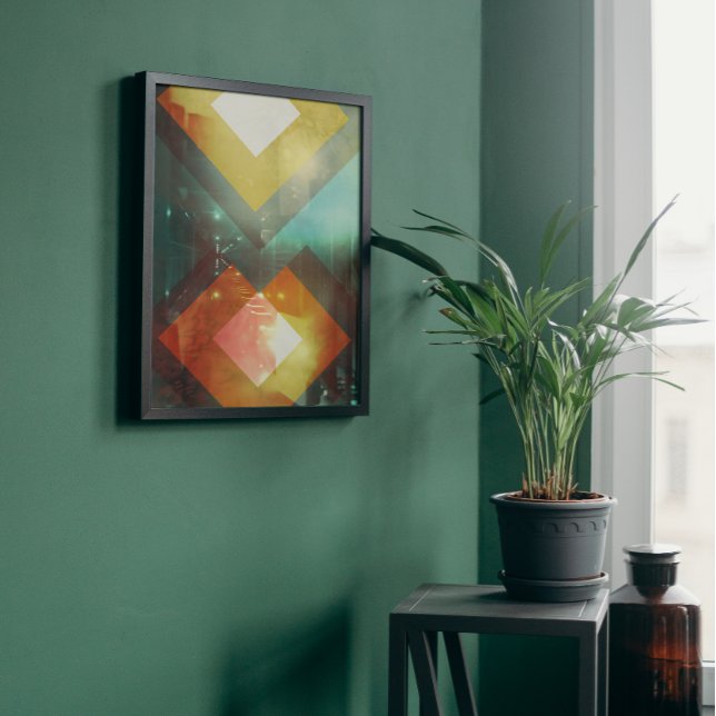 Poster 70 Orange Abstrait Techno Triangles (Créateur téléchargé)