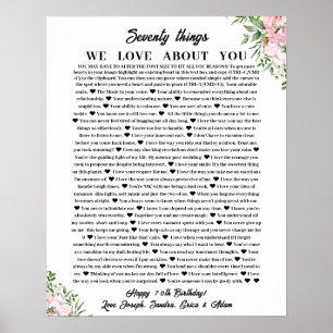 Poster 70 raisons pour lesquelles nous aimons